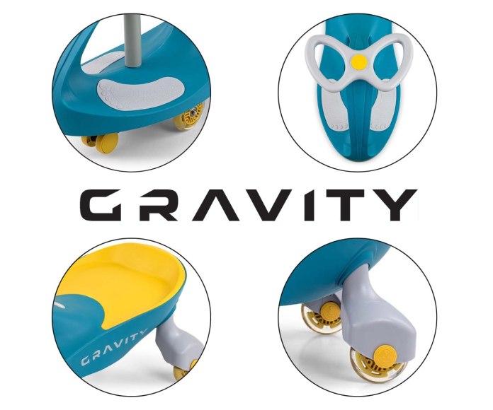 Jeździk Grawitacyjny dla dziecka, kółka LED, Green Yellow, Milly Mally, wiek 3+